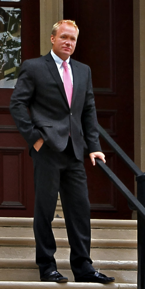 Attorney Nick Mango outside the courthouse in Delaware, Ohio
