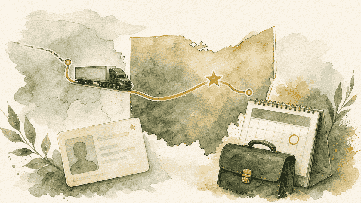 Editorial illustration for CDL or Out-of-State Driver Charged With OVI in Ohio: License, Work, and Court Issues