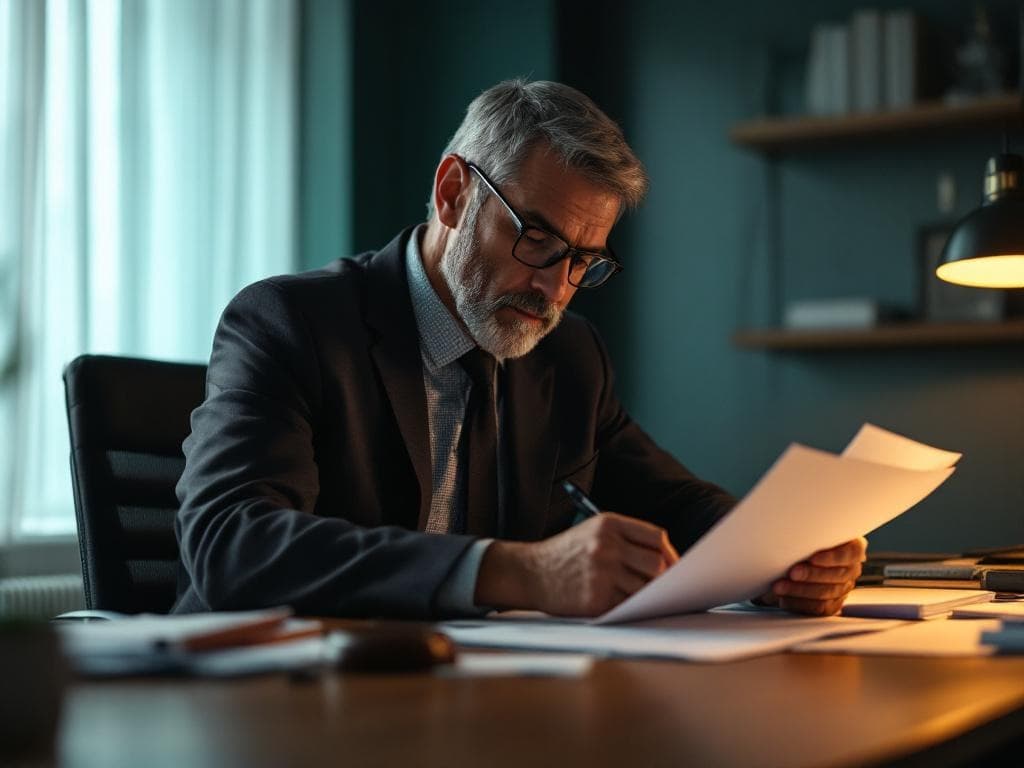 Attorney reviewing OVI case evidence and developing defense strategy