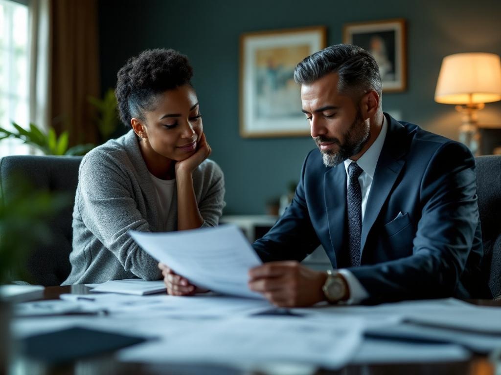 Personal injury case consultation with attorney reviewing medical records