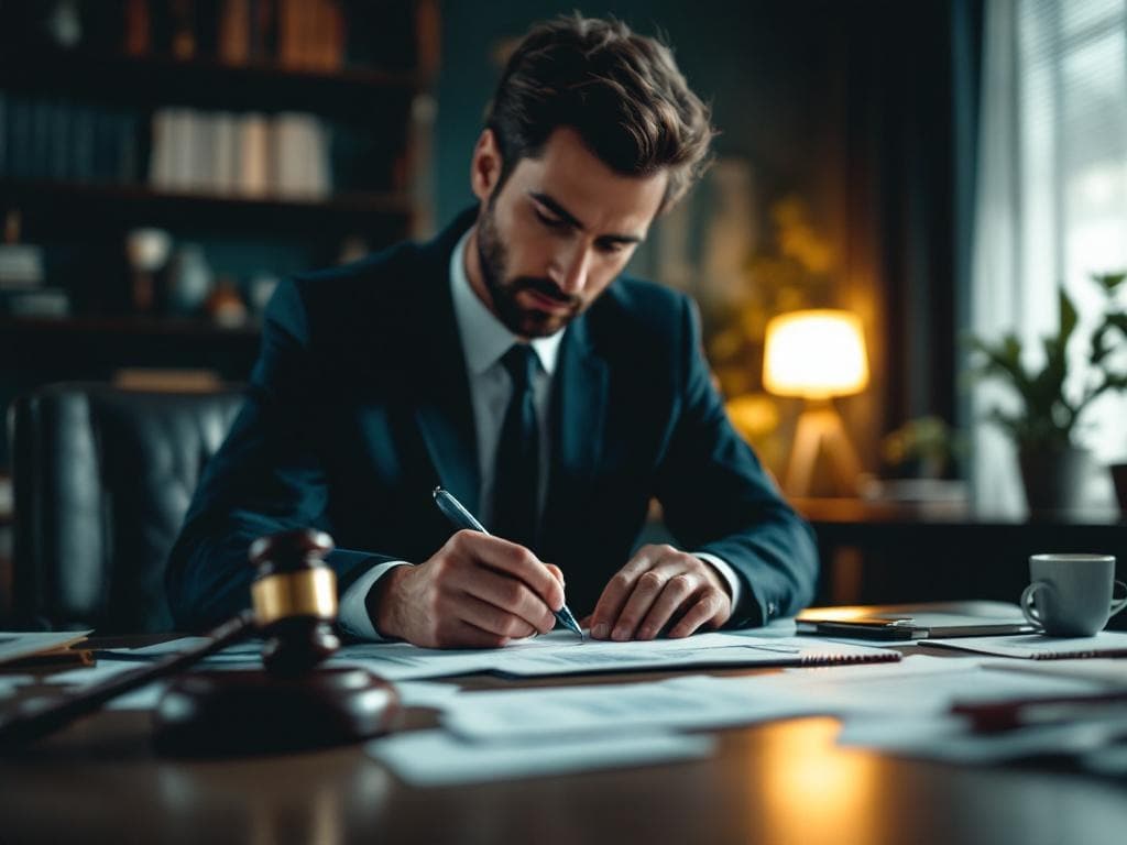 Protection order legal defense with attorney preparing hearing strategy