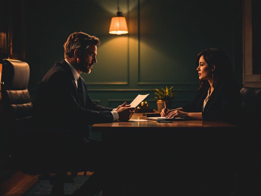 Confidential attorney-client consultation in private office setting